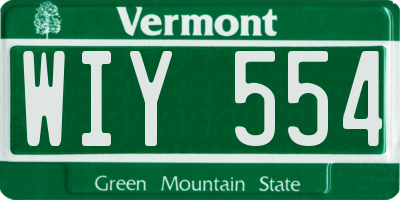 VT license plate WIY554