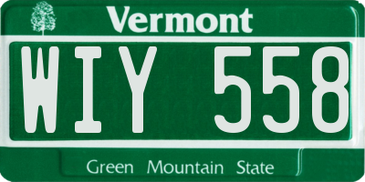 VT license plate WIY558