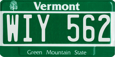 VT license plate WIY562