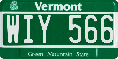 VT license plate WIY566
