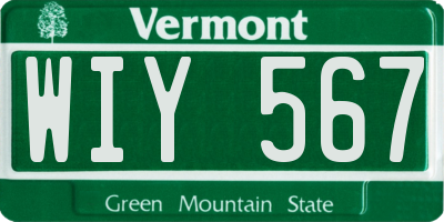 VT license plate WIY567