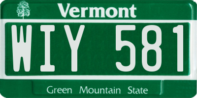 VT license plate WIY581