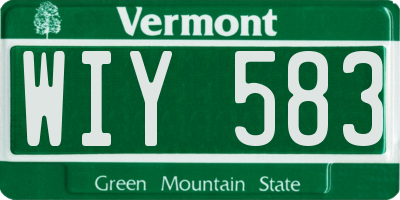 VT license plate WIY583