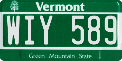 VT license plate WIY589