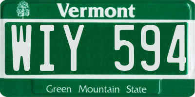 VT license plate WIY594