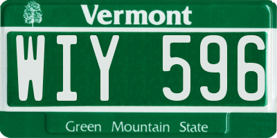 VT license plate WIY596