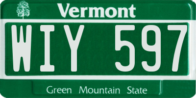 VT license plate WIY597