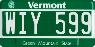 VT license plate WIY599
