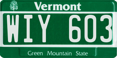 VT license plate WIY603