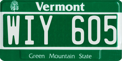 VT license plate WIY605