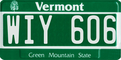 VT license plate WIY606