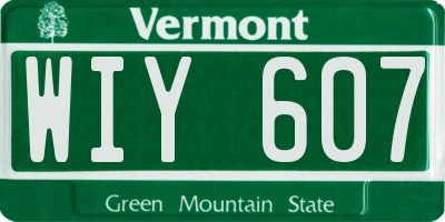 VT license plate WIY607