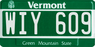 VT license plate WIY609