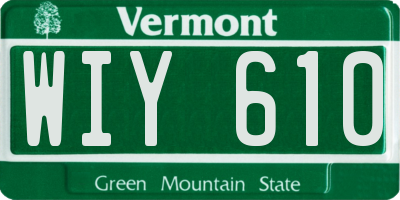 VT license plate WIY610