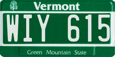 VT license plate WIY615