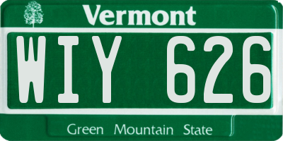 VT license plate WIY626