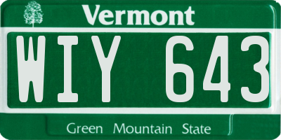 VT license plate WIY643