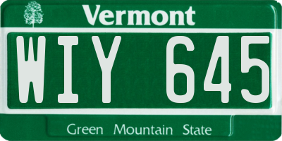 VT license plate WIY645
