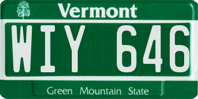 VT license plate WIY646