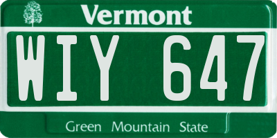 VT license plate WIY647