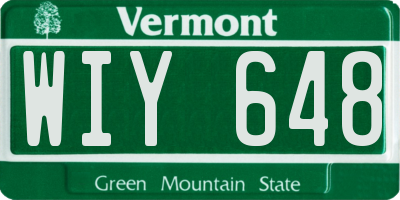 VT license plate WIY648