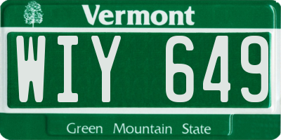 VT license plate WIY649