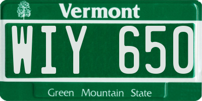 VT license plate WIY650