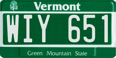 VT license plate WIY651