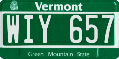 VT license plate WIY657