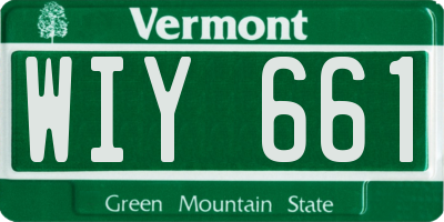 VT license plate WIY661