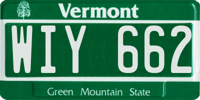 VT license plate WIY662