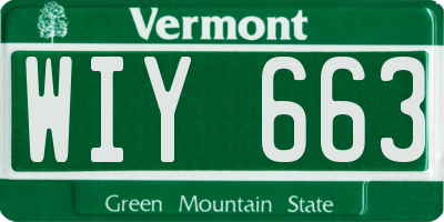 VT license plate WIY663