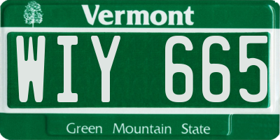 VT license plate WIY665
