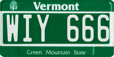 VT license plate WIY666