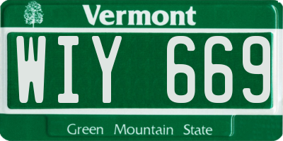 VT license plate WIY669