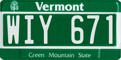 VT license plate WIY671