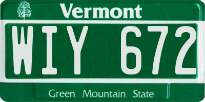 VT license plate WIY672