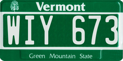 VT license plate WIY673