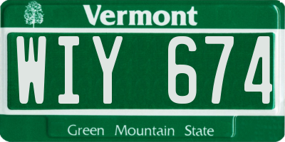 VT license plate WIY674