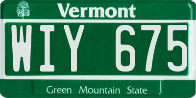 VT license plate WIY675