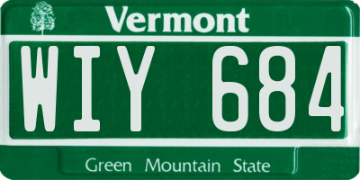 VT license plate WIY684