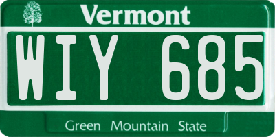VT license plate WIY685
