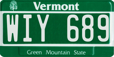VT license plate WIY689