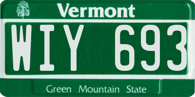 VT license plate WIY693