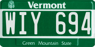 VT license plate WIY694