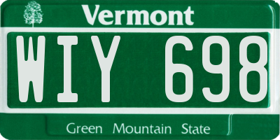 VT license plate WIY698