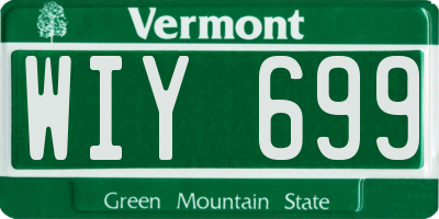 VT license plate WIY699