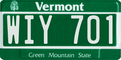 VT license plate WIY701