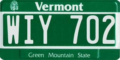 VT license plate WIY702