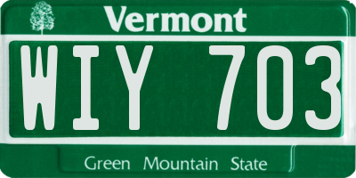 VT license plate WIY703